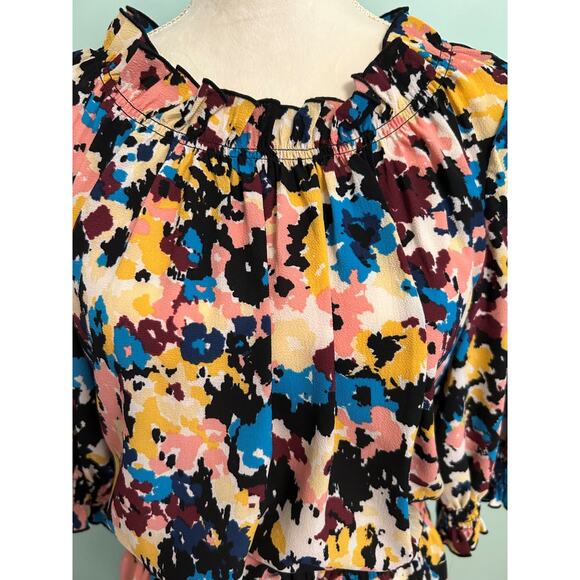 NWT Donna Morgan Off The Shoulder Printed Short Sleeve Midi Dress 14/Med - Picture 7 of 16